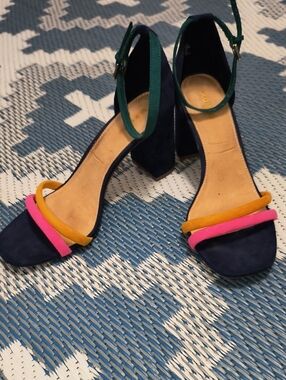 Women’s Old Navy Block Heel Sandals with Pink & Mustard Straps